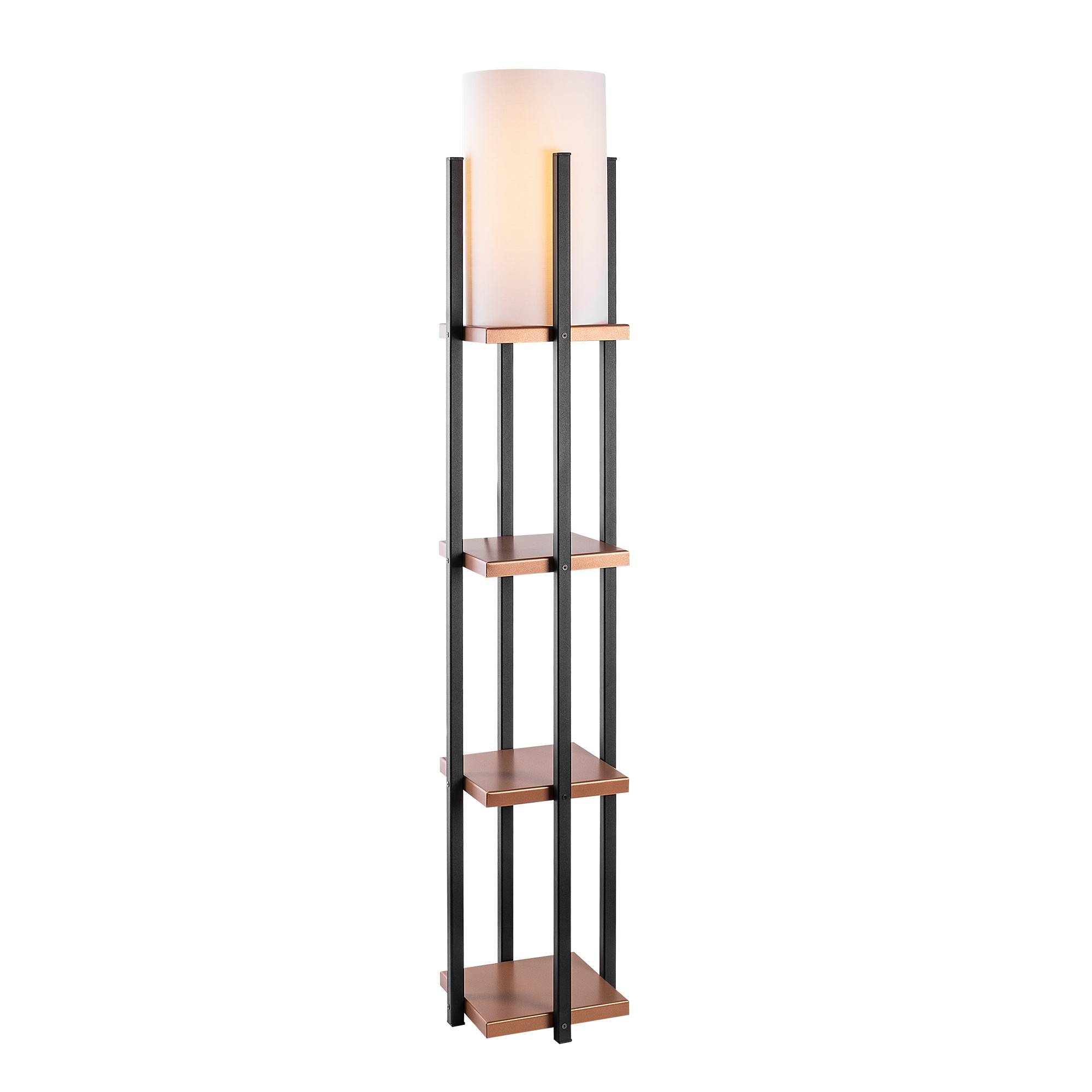 Ulkoda 3-plank combinatie lamp H130cm Zwart Metaal en Rose Gold Witte Stof