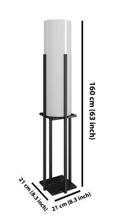 Ulkody Vloerlamp H160cm Zwart Hout Marmer Effect en Witte Stof
