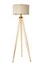 Lampada da terra Couperin H155cm in metallo dorato e rattan bianco crema