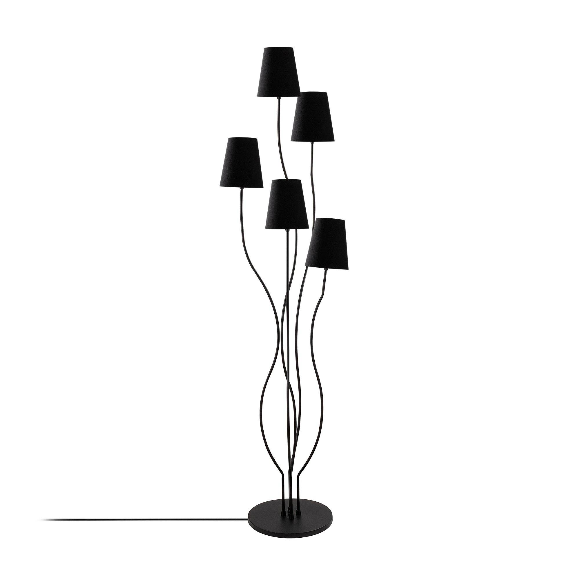 Lampadaire design 5 lampes Roselin H160cm Métal et Tissu Noir