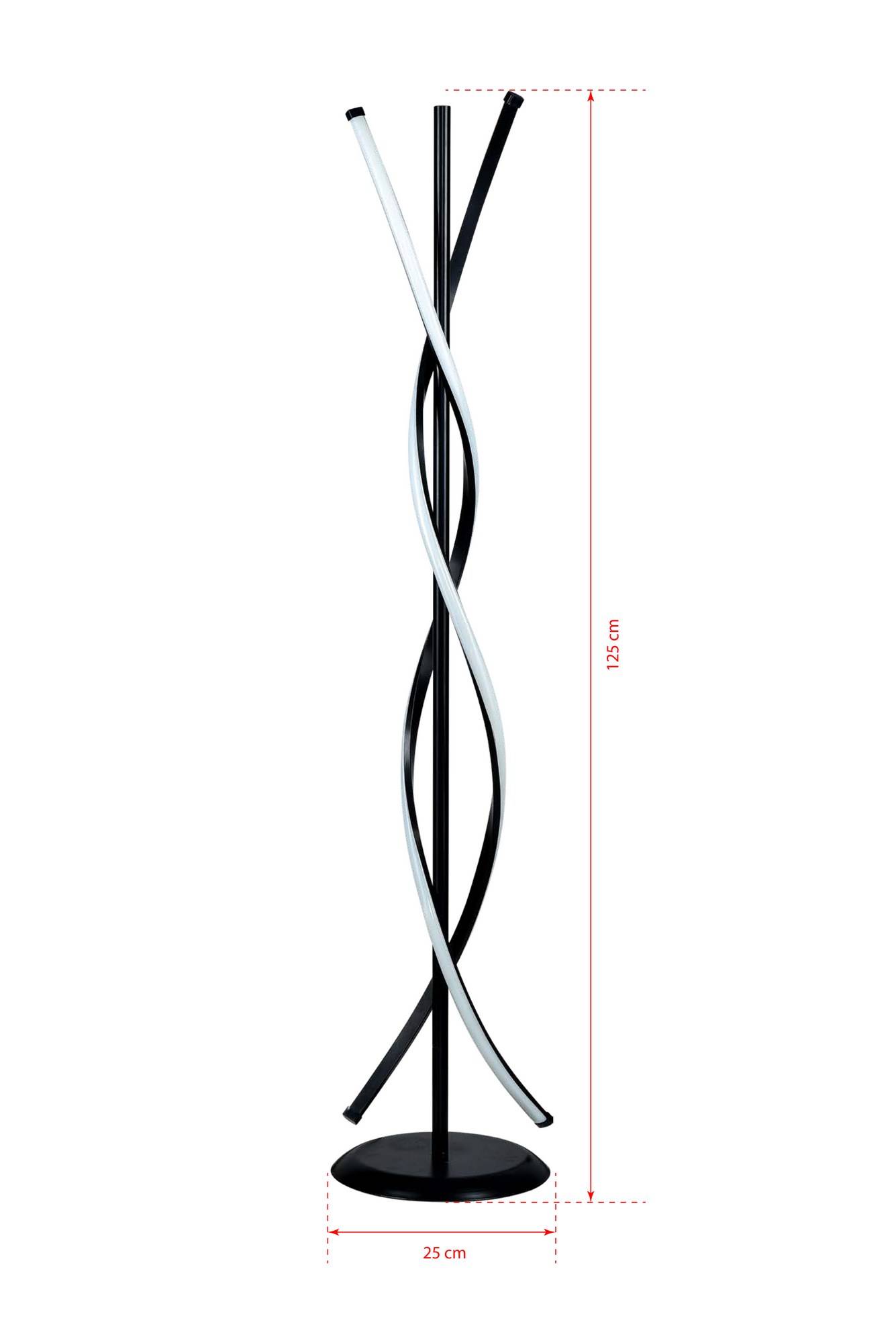 Lampadaire design hélicoïdale Velvet H125cm Métal Noir et LED Blanc