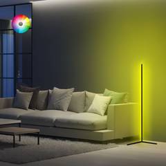 Bibury moderne design vloerlamp H120cm Zwart metaal en veelkleurige LED