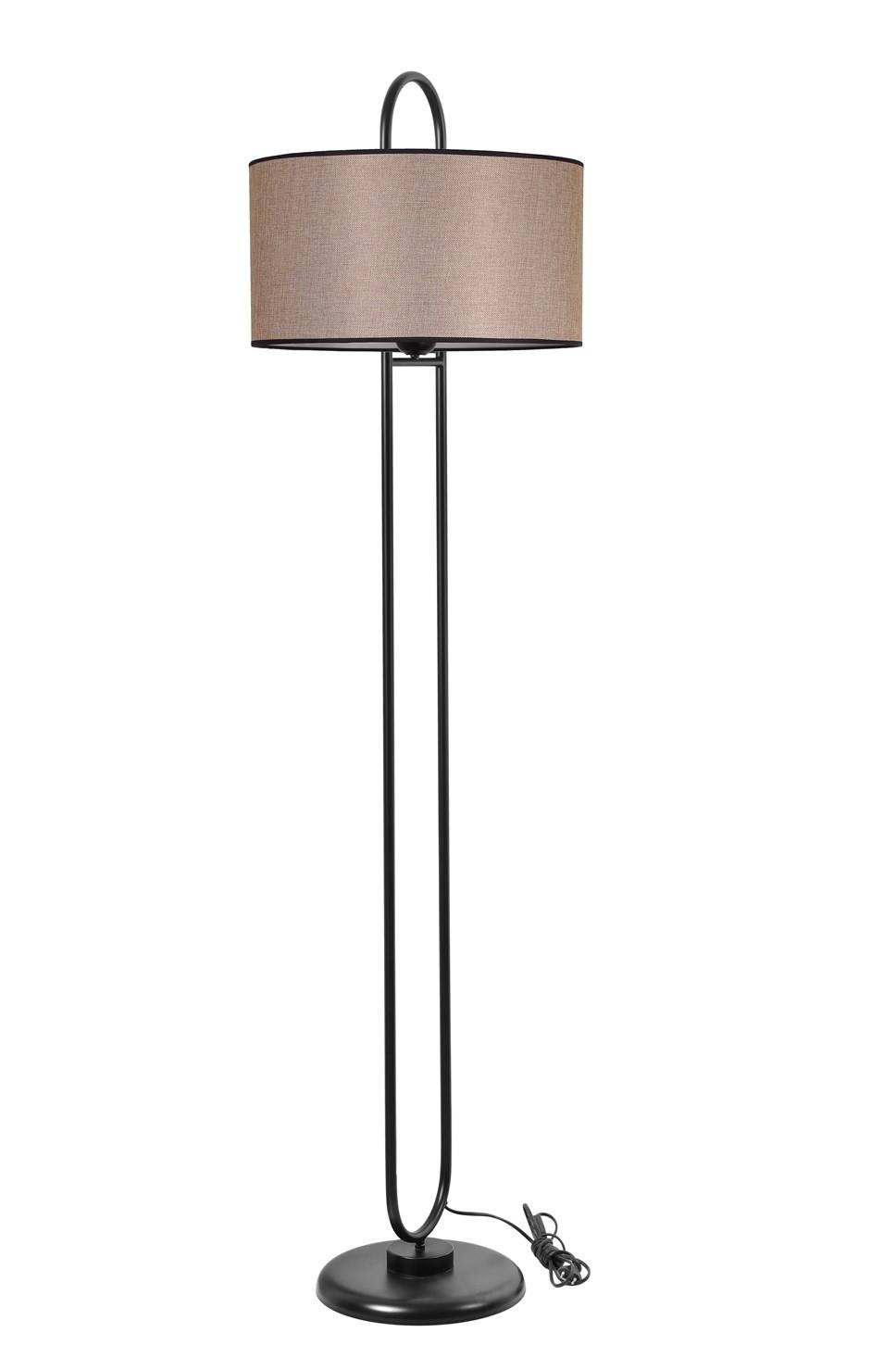 Lámpara de pie elíptica Ovalis 170cm Tela beige y metal negro