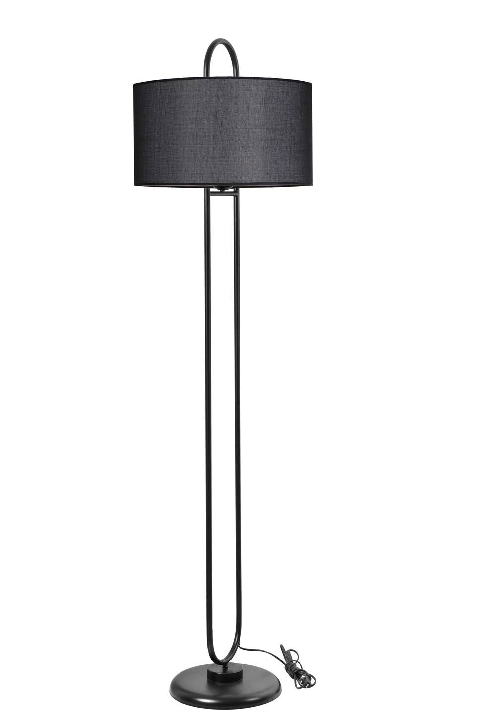Ovalis elliptische vloerlamp 170cm Stof en metaal Zwart