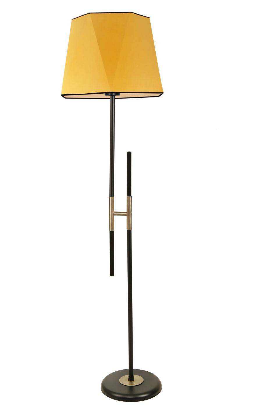 Lámpara de pie H pantalla geométrica Extrudis H165 cm Metal Tela Bronce Amarillo