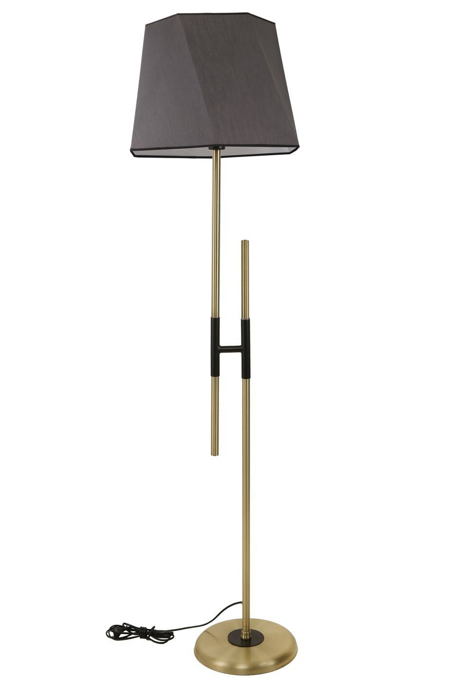 Extrudis H-vormige vloerlamp 165cm Stof Antraciet en Metaal Zwart en Goud