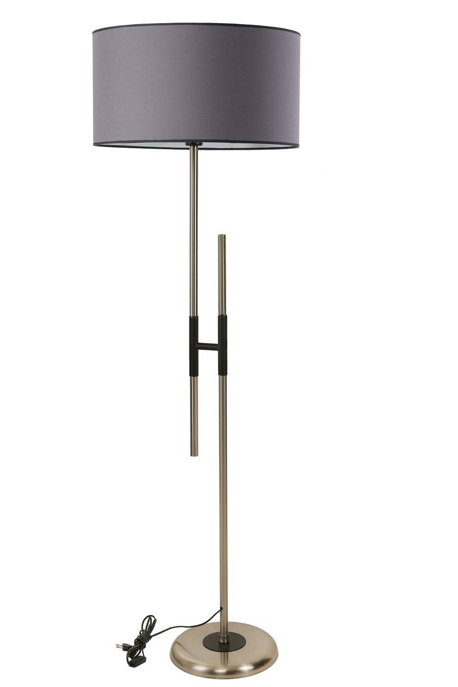 Zorax H-vormige vloerlamp H165cm Stof Antraciet en Metaal Zwart en Brons