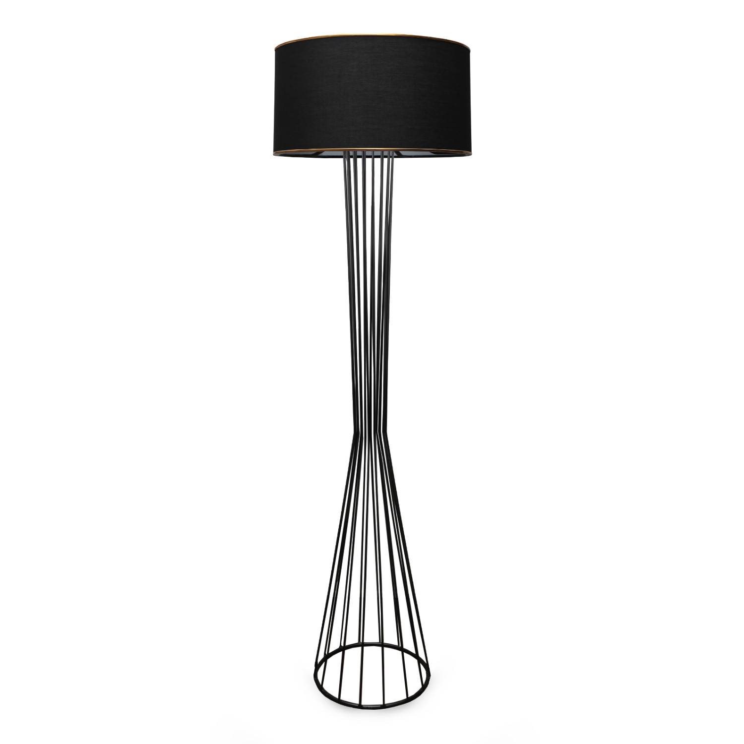 Sanduhr-Stehlampe Tisha 155 cm Metall und schwarzer Stoff