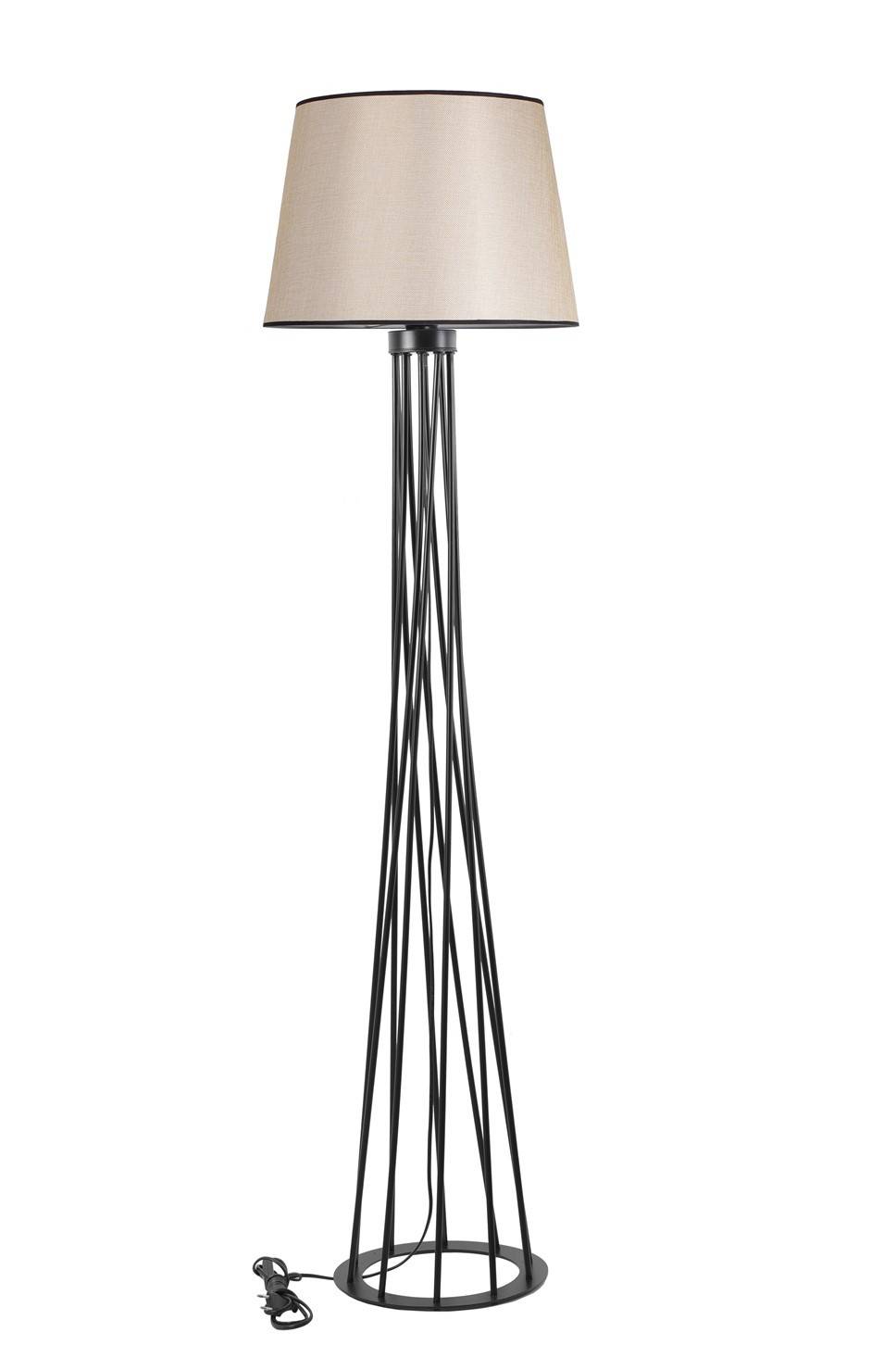 Lámpara de pie Accenso 175cm Tela beige y metal negro
