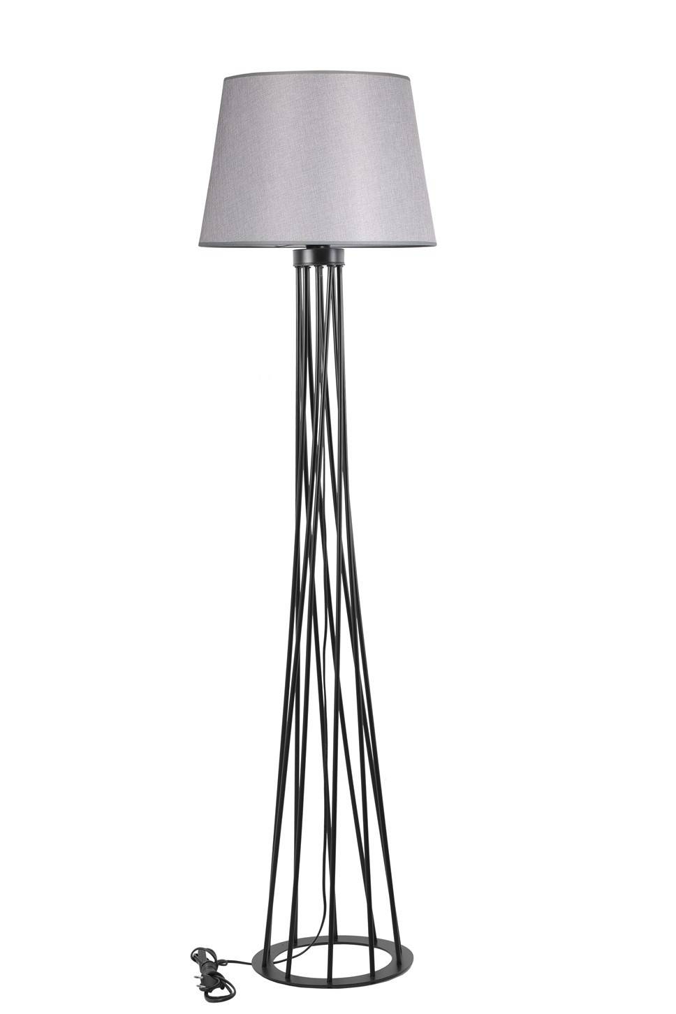 Lámpara de pie Accenso 175cm Tela gris y metal negro