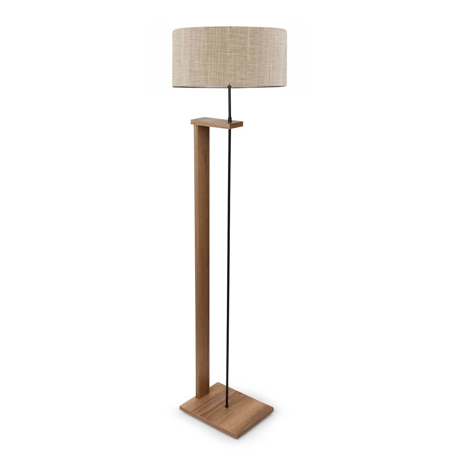Staande lamp Soleta H150cm Natuurlijk hout en lichtbeige stof