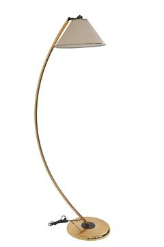 Lámpara de pie telescópica regulable Rissula H170cm Metal dorado y tejido blanco crema