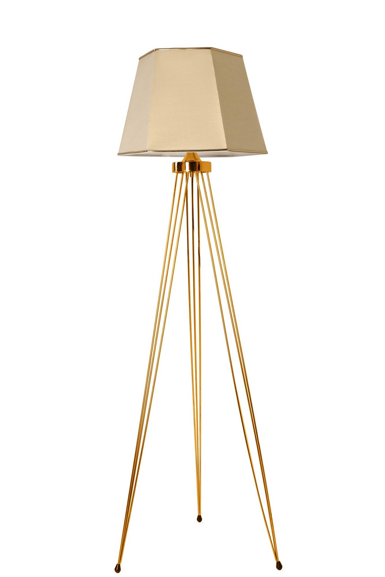 Lámpara trípode Gladiolus H160cm Metal dorado y tela beige