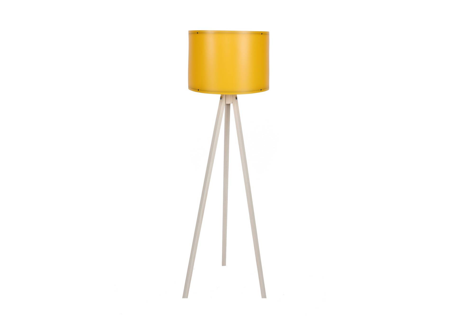 Lámpara de pie trípode con pantalla Luce Ø38 x H145 cm MDF Polipropileno Crema Amarillo
