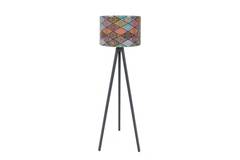 Lámpara de pie trípode con pantalla de mosaico mandala Luce Ø38 x H145 cm MDF Polipropileno Gris Multicolor
