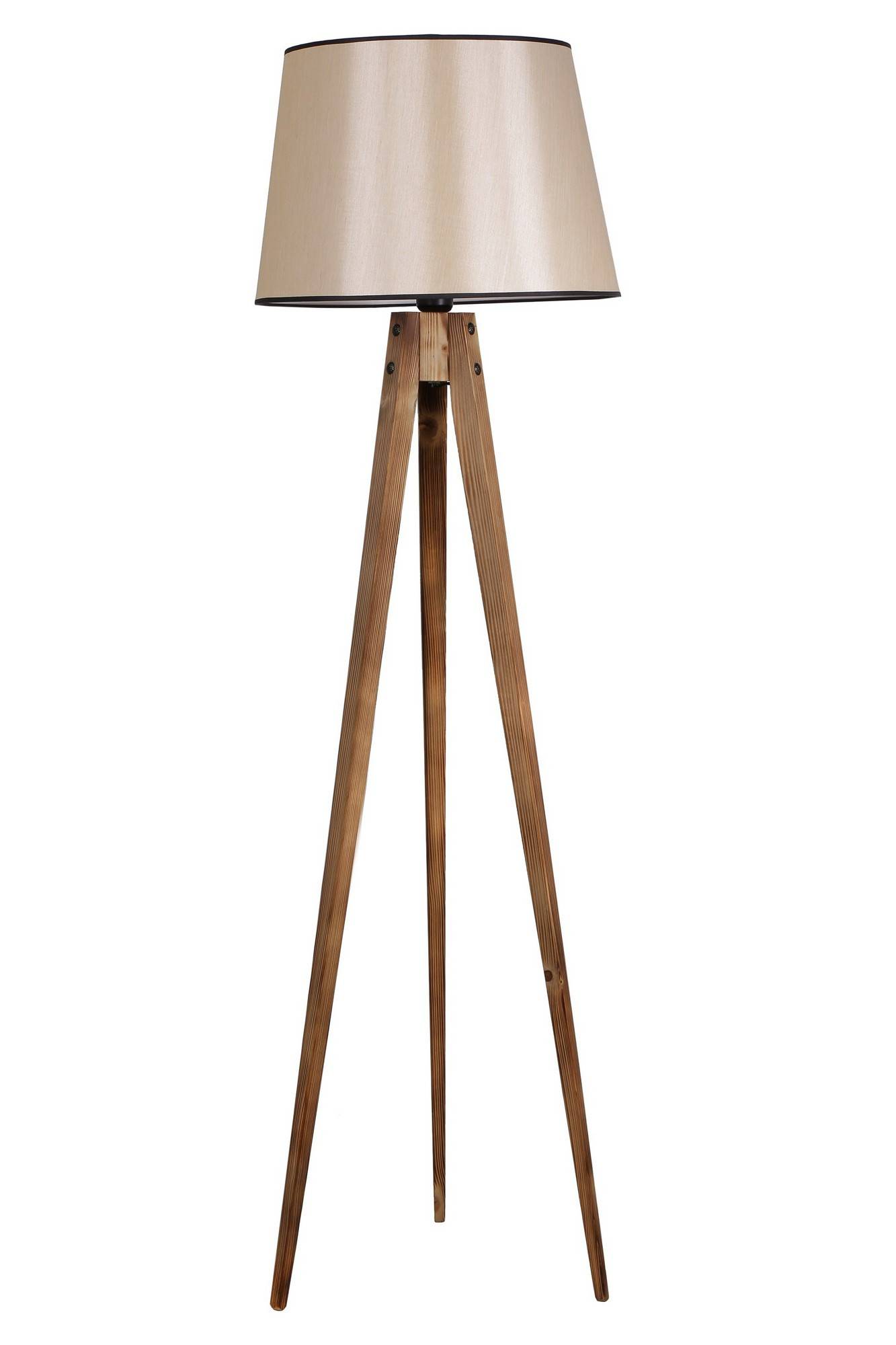Driepootlamp Lunctaro H160cm Donker hout en Beige stof