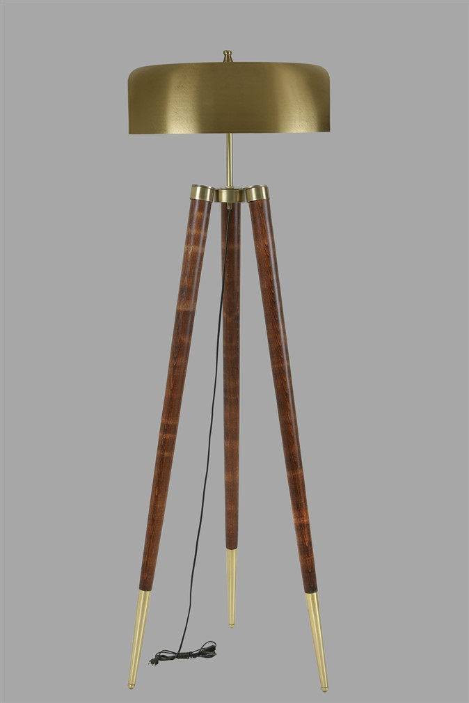 Lampadaire droit H162cm en métal doré