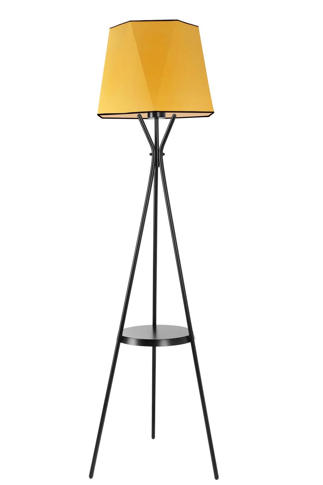 Bedlamp driepoot ronde plank geometrische kap Treis H165 cm Metaal Stof Zwart Mosterd