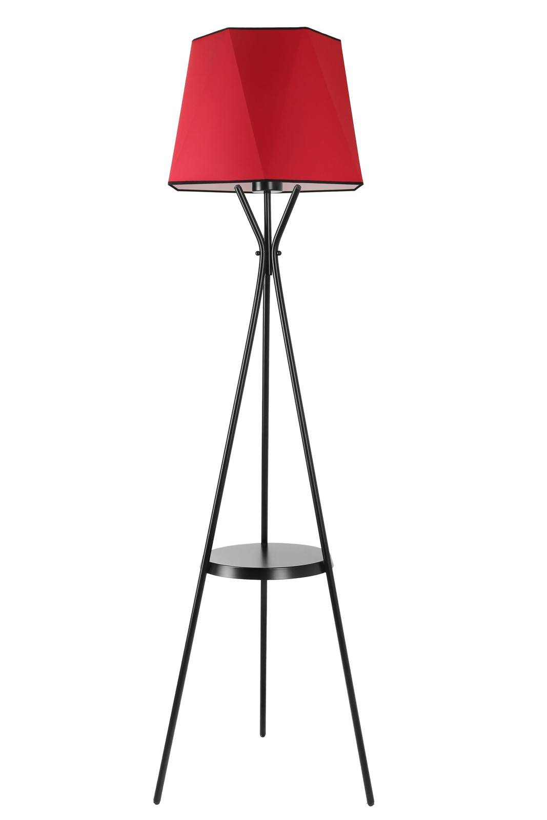 Bedlamp driepoot ronde plank geometrische kap Treis H165 cm Metaal Stof Zwart Rood