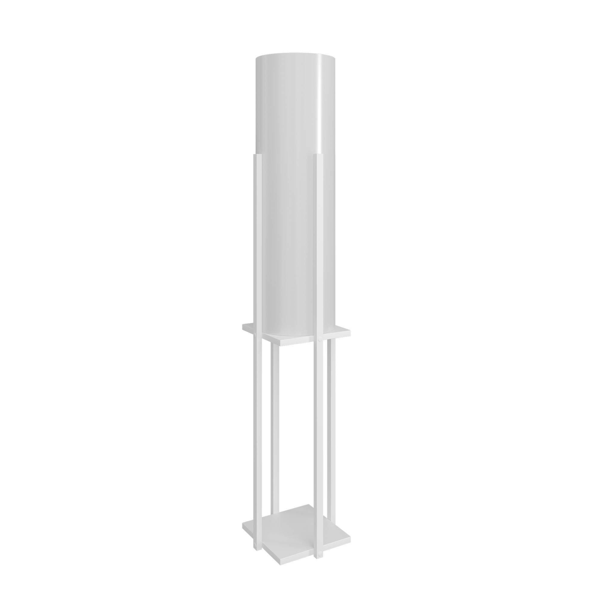 Ulkody Lámpara de pie H160cm Madera blanca y tela blanca