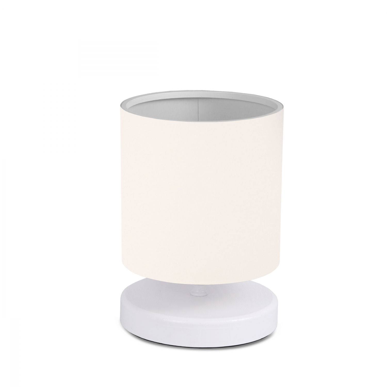 Lampada da tavolo Arkas H22cm Piede bianco e tessuto bianco panna