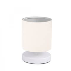 Lámpara de mesa Arkas H22cm Base blanca y tela blanca crema