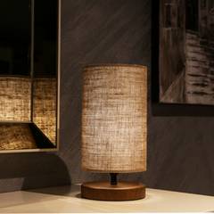 Lampada da tavolo Arkas H31cm in legno naturale e tessuto di vimini