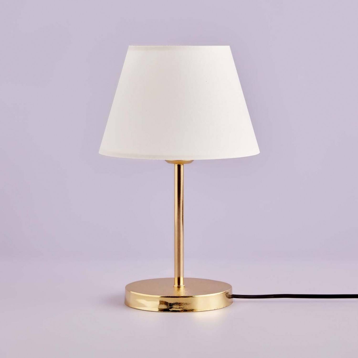 Lámpara de mesa Camaen H37cm Tela blanca y metal dorado