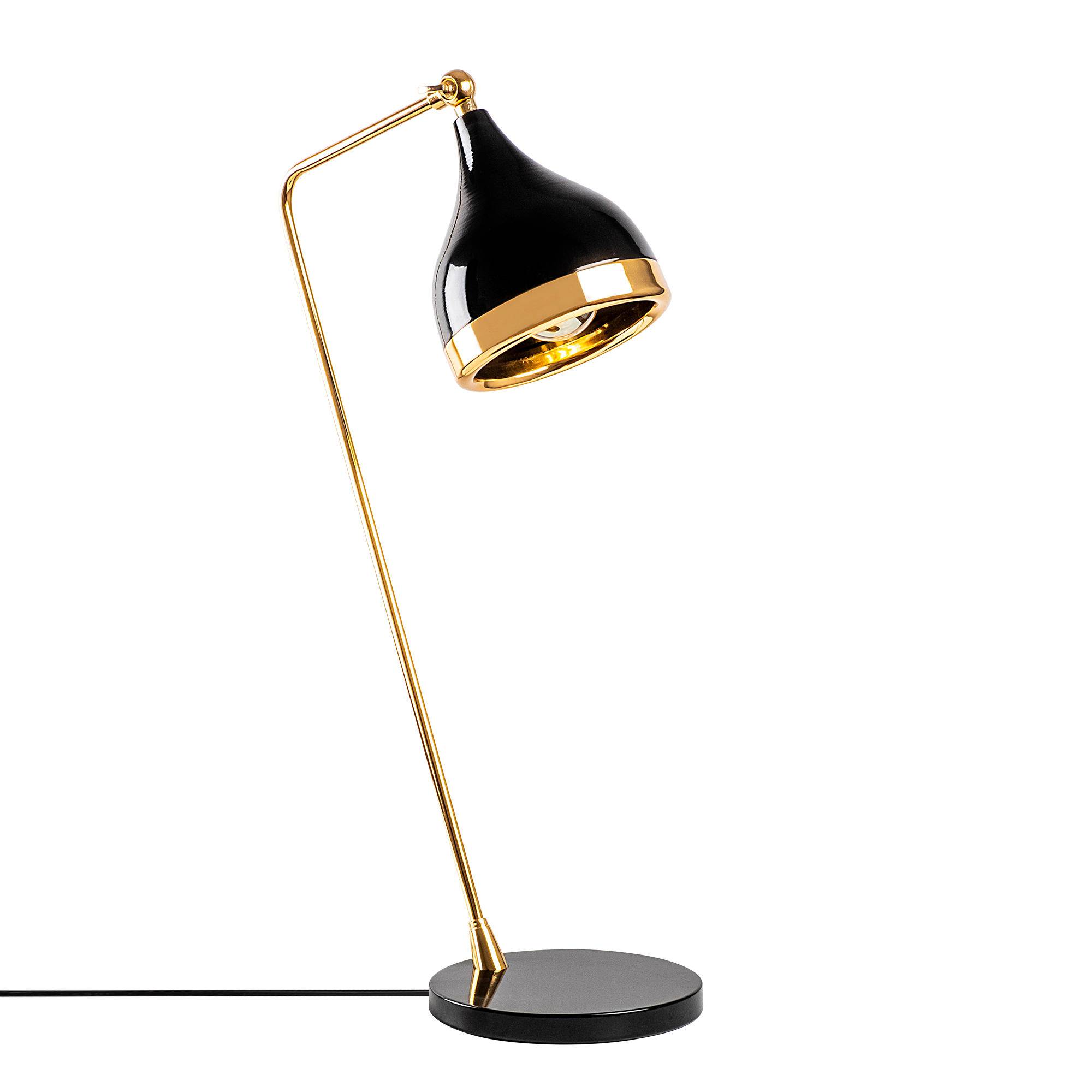 Lámpara de mesa pequeña geoda Lectio H60 cm Metal Oro negro