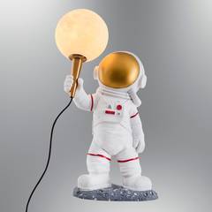 Lampe à poser cosmonaute debout Akers H40cm Blanc et Or