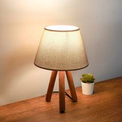 Lámpara de mesa de estilo nórdico Linya Beige y trípode de madera