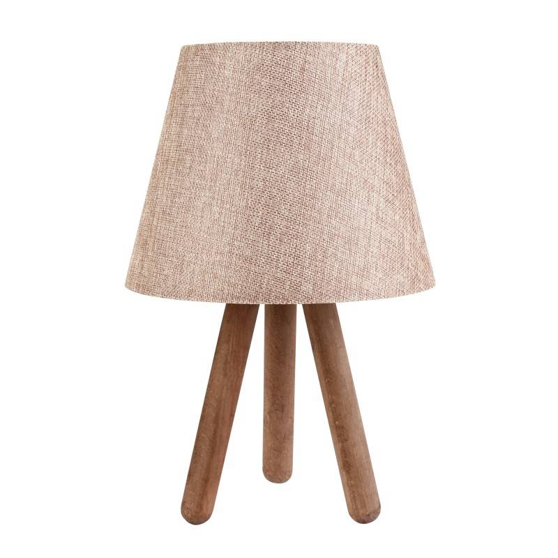 Lámpara de mesa de estilo escandinavo Linyo Trípode de madera maciza y beige