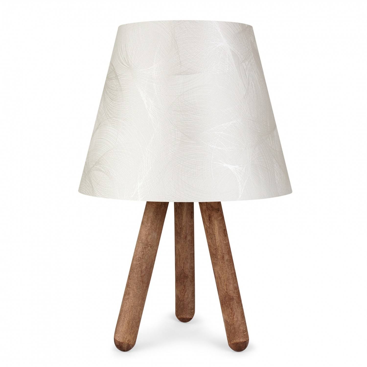 Lámpara de sobremesa de estilo escandinavo Linyo Trípode blanco y de madera maciza