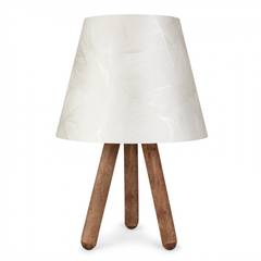 Lampe à poser Linyo style scandinave Blanc et trépied en bois massif