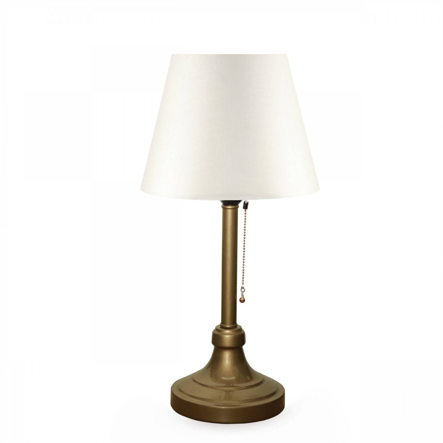 Lampada da tavolo Menchi H45cm Metallo oro antico e tessuto bianco crema