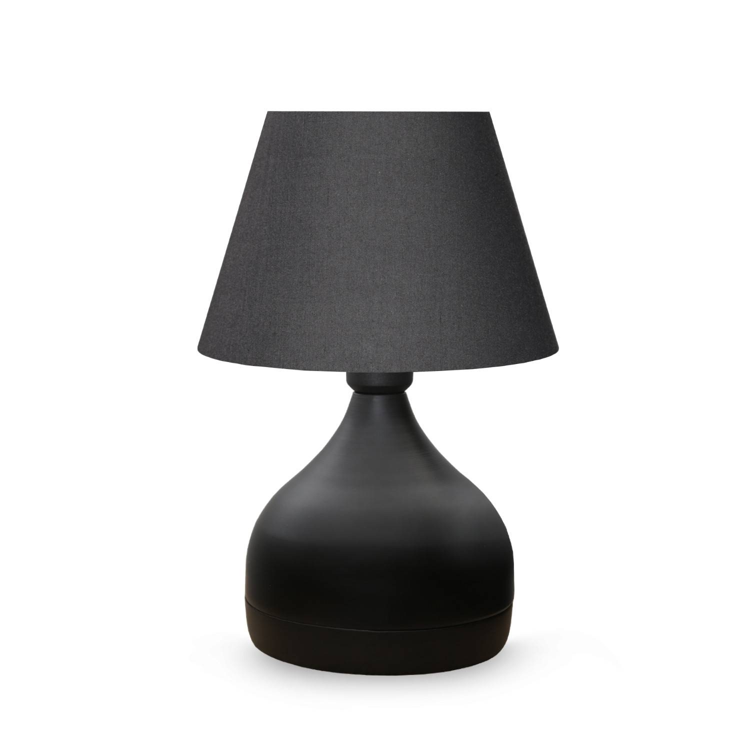 Lámpara de mesa Ouliope D22cm Metal negro y tela antracita