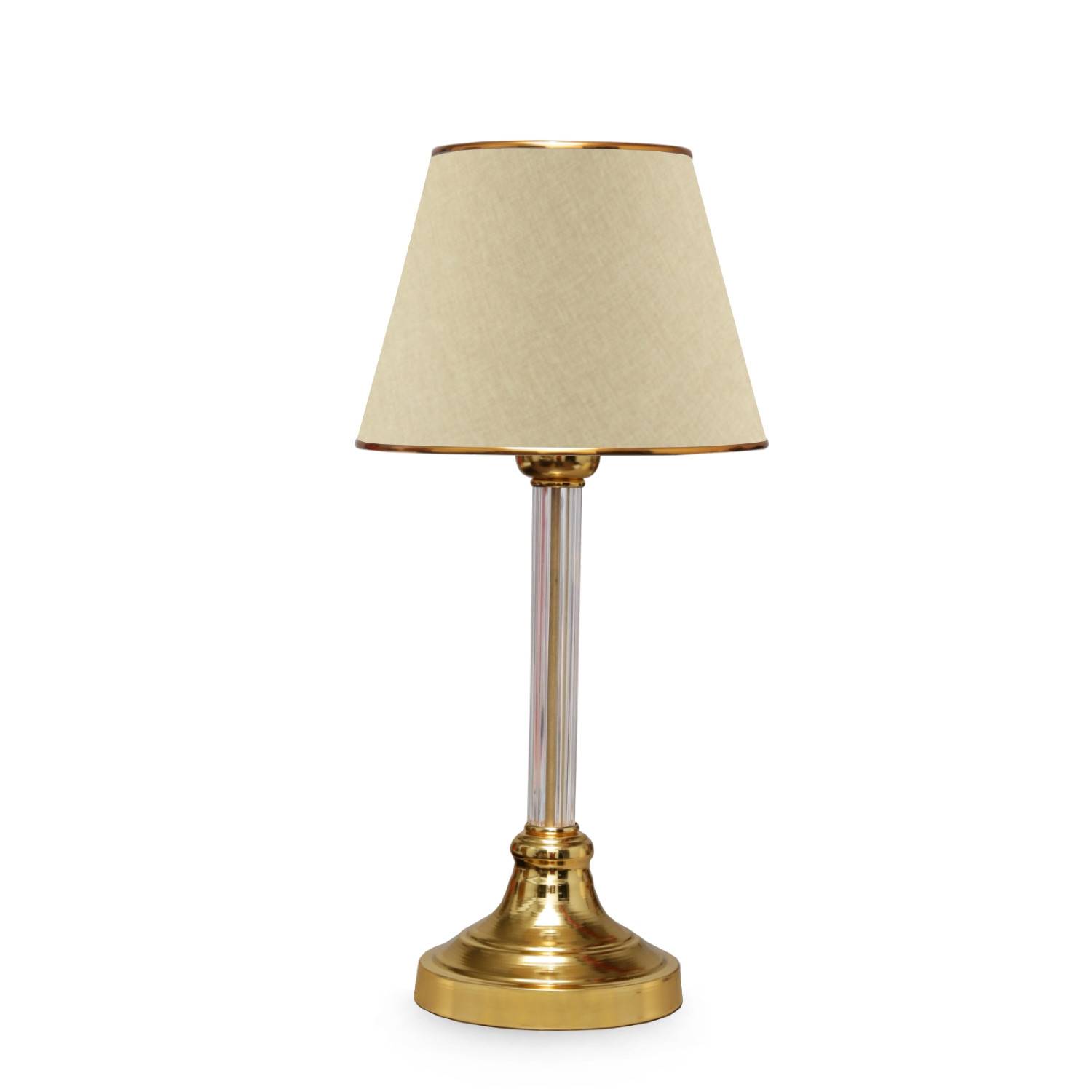 Lampada da tavolo Rebeca H45cm metallo dorato e tessuto beige chiaro