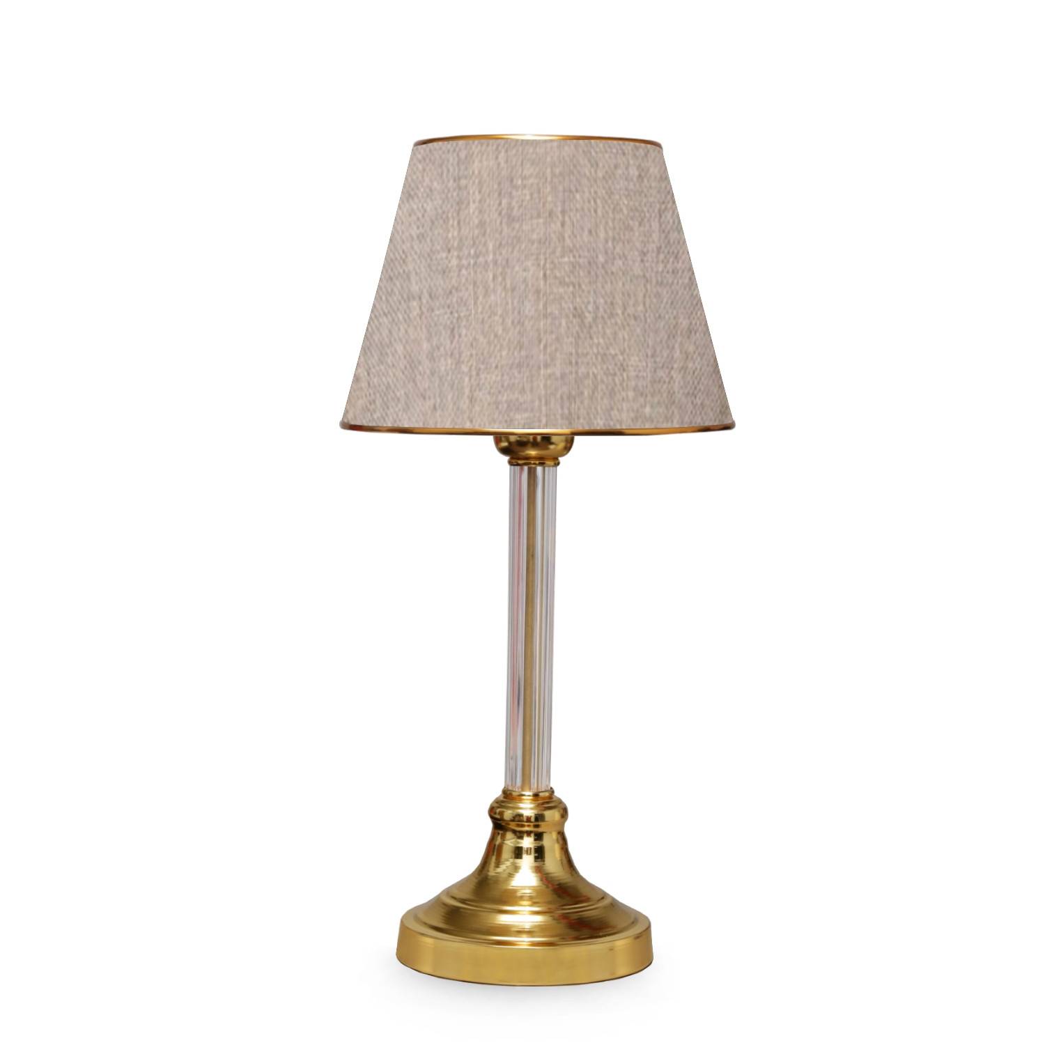 Lampada da tavolo Rebeca H45cm metallo oro e tessuto beige