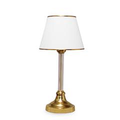 Lámpara de mesa Rebeca H45cm Metal Oro y Tela Blanca