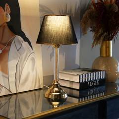Lámpara de mesa Rebeca H45cm Metal dorado y tela negra