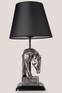 Tafellamp geometrisch paardenhoofd Replica D24xH50cm Zwart stof en Zilver metaal