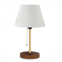 Lámpara de mesa Virasta H40cm Madera, metal dorado y tela blanca crema