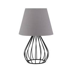 Lampe de table design filaire Amilda H36cm Métal Noir et Tissu Gris
