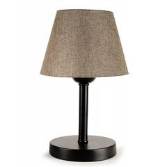 Lámpara de mesa de metal Paralumen Negra con pantalla marrón