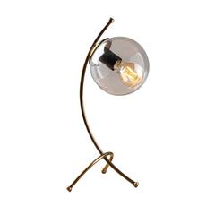 Lámpara de mesa Bulla arcos H43 cm Metal Vidrio Oro Antiguo Transparente