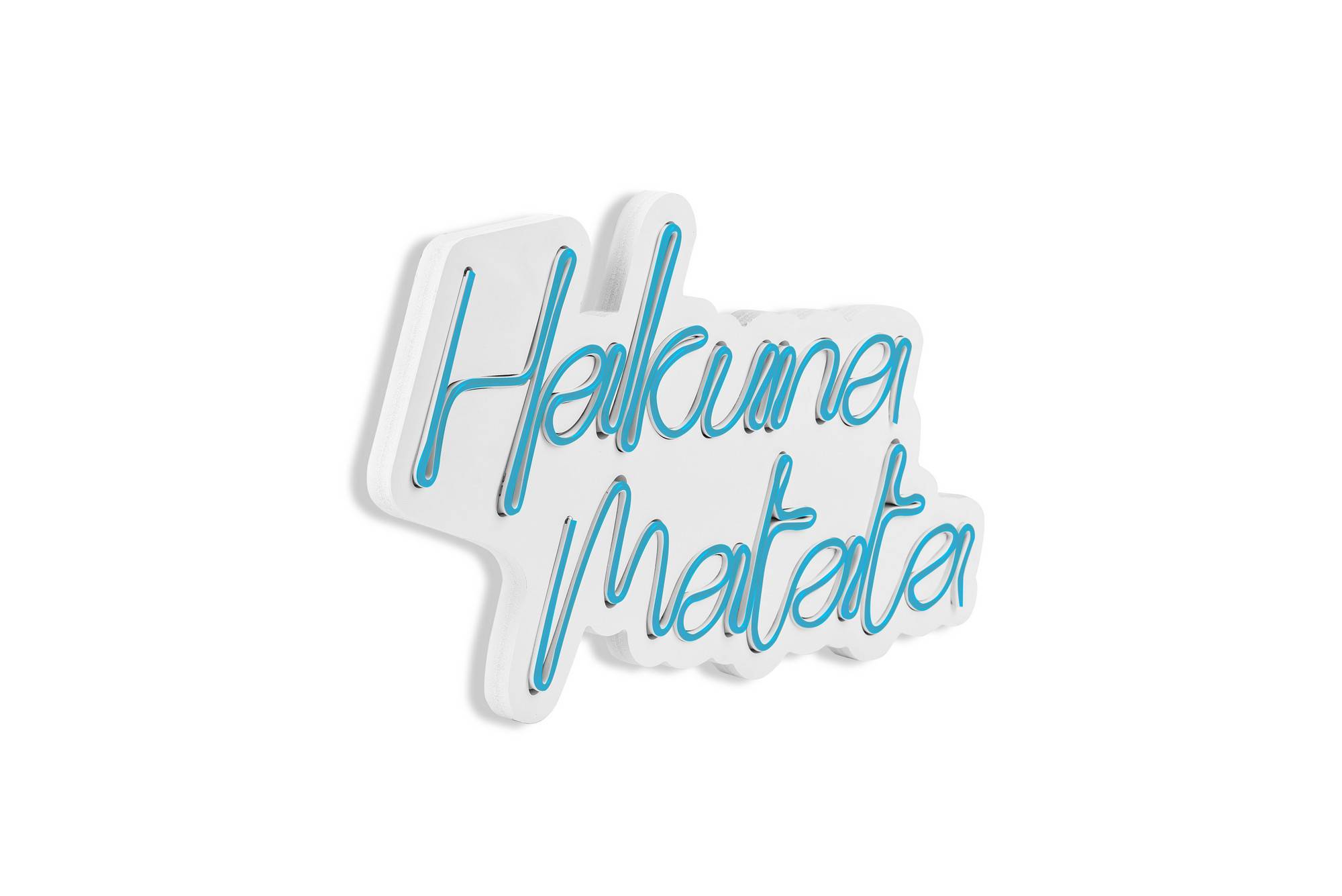 Scritta Lucendi L47xH29cm "Hajuna Matata" Blu Neon