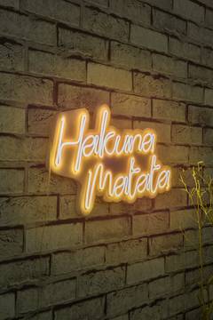 Schriftzug Lucendi L47xH29cm "Hajuna Matata" Neongelb