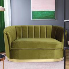 Eldorado 2-Sitzer-Sofa mit Samtbezug Kaki mit goldenen Füßen
