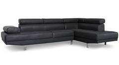 Canapé d'angle avec têtières relevables Alfa Noir