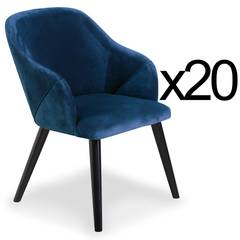 Set von 20 Sesseln Liberto Velours Blau